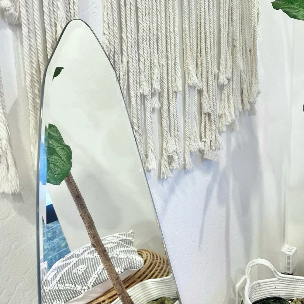 NEW West Elm Modern Full Length Boho Curved Assymetrical Wall Hanging Mirror 47